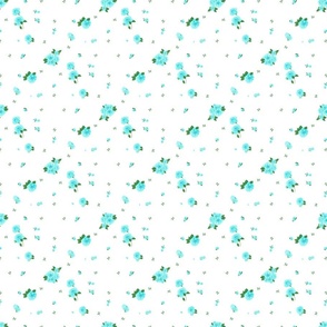 Turquoise Aqua Blue and White Geo Ditsy Floral Bright Teenager Country Kitchen Mint