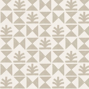 Mushroom brown beige and white modern geometric block print pattern with drawn texture