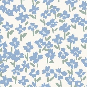 Elegant_Garden Ditsy Floral_Large_Cream Cerulean Blue_Hufton Studio