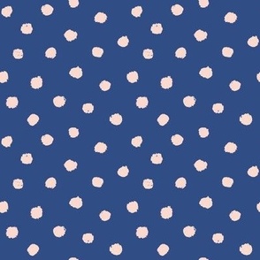 Dotty Roar, pale peach on ultramarine blue (medium) - organic animal print spots