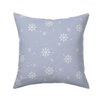 Snowy Mountains Christmas - Minimalist boho snowflakes winter sky white on cool blue