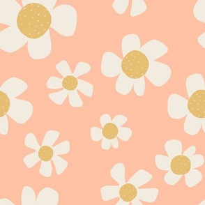 Large Scale Daisy Fun - White and Yellow on Pink 12x12