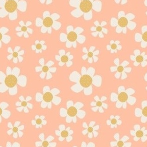 Small Scale - Daisy Fun - White and Yellow on Pink 3x3