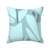 Flowing graphic floral - monochromatic - blue - extra large scale