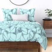 Flowing graphic floral - monochromatic - blue - extra large scale