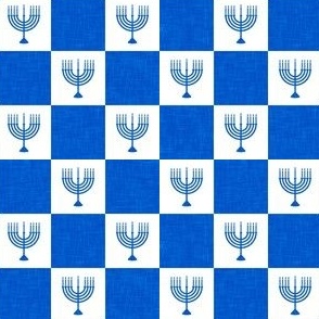 (small scale) Menorah Checks - og blue - Hanukkah - LAD23