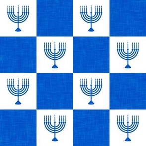 Menorah Checks - og blue - Hanukkah - LAD23