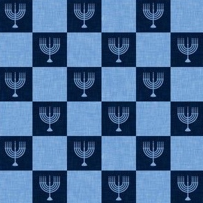 (small scale) Menorah Checks - blue/dark blue - Hanukkah - LAD23