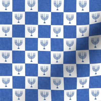 (small scale) Menorah Checks - blue - Hanukkah - LAD23