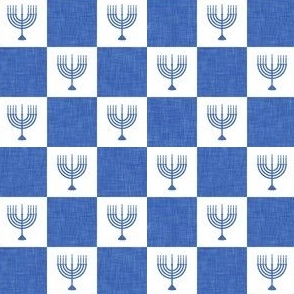 (small scale) Menorah Checks - blue - Hanukkah - LAD23