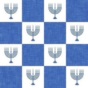 Menorah Checks - blue - Hanukkah - LAD23