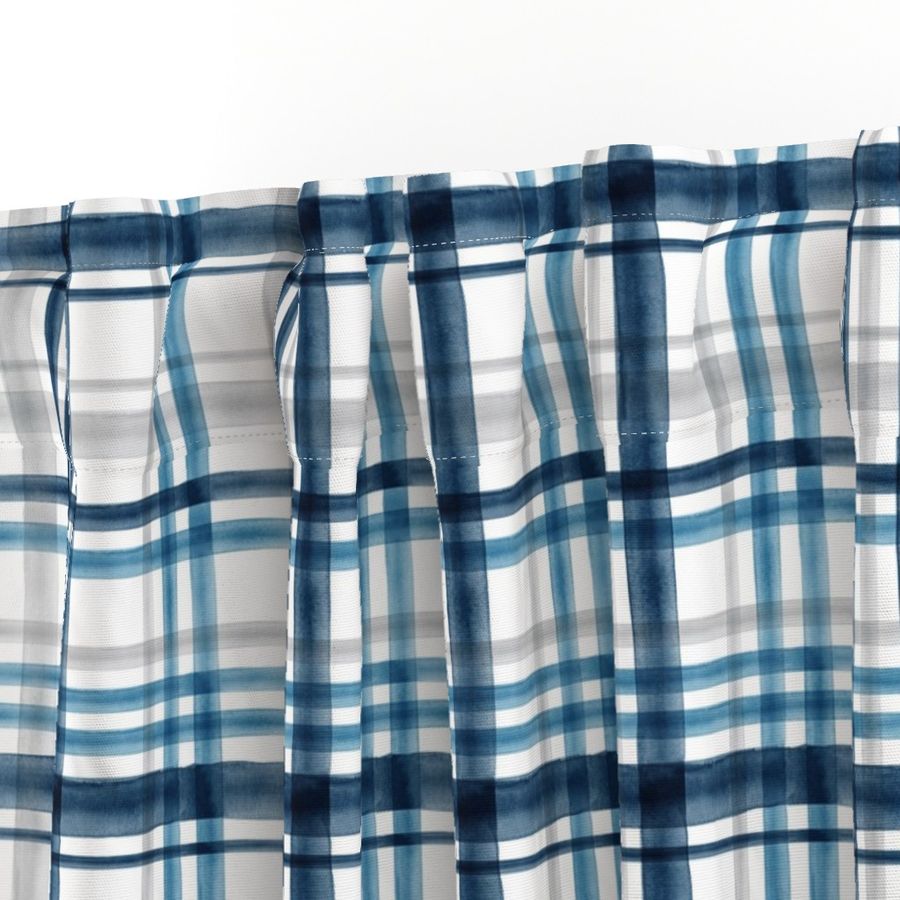 watercolor plaid - dark blue/silver - Hanukkah - LAD23