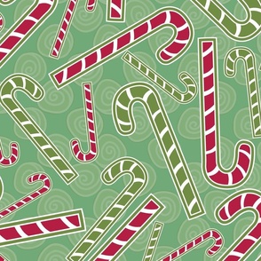 Candy Cane Tumble, LRG, Red and Green; 6300, v09—merry Christmas, joy, holiday, jolly, party, wrapping, kitchen, bedroom, bedding, sheets, kids, tween, duvet, blanket, tablecloth