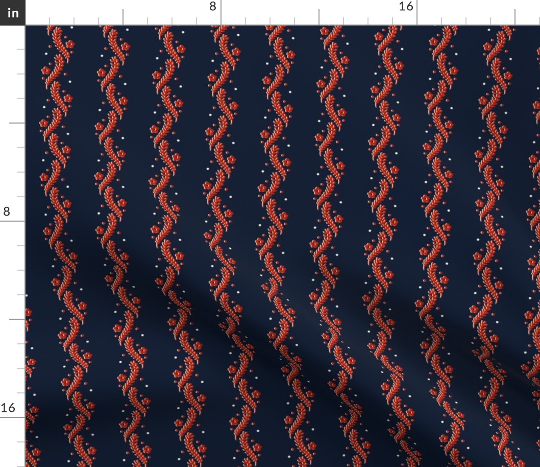 Bygone Leaf Stripe - Navy