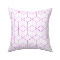  Pink and White  Faux Metallic Silver Art Deco 3D Geometric Cubes