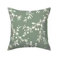 Mimosa Flower - sage green and creamy off white - large