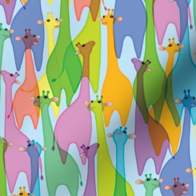 Jelly Giraffes on blue 12-inch directional repeat