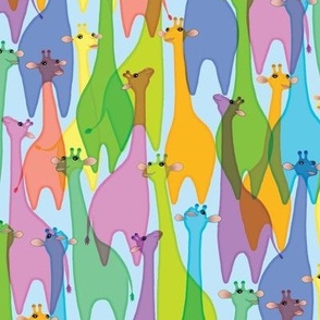 Jelly Giraffes on blue 12-inch directional repeat