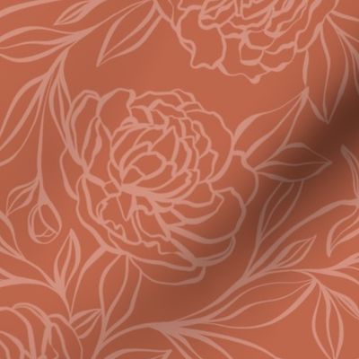 Peony Garden - Subtle Sienna Rust - large