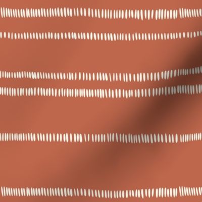 Dashed Stripes - sienna rust and cream