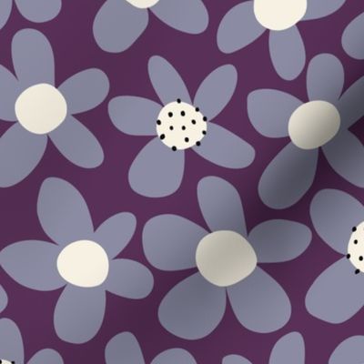 Purple Jumbo Flowers: Retro Abstract Maximalist 70s Groovy Florals Flower Power - Medium