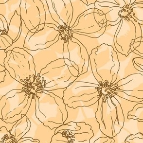 Monochrome minimalist clematis gold - Medium scale