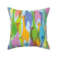 Jelly Giraffes on blue 24-inch directional repeat