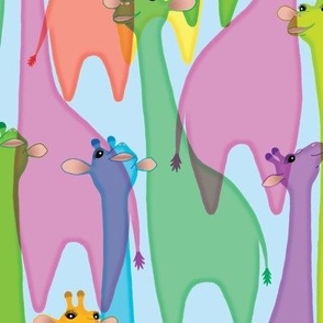 Jelly Giraffes on blue 24-inch directional repeat