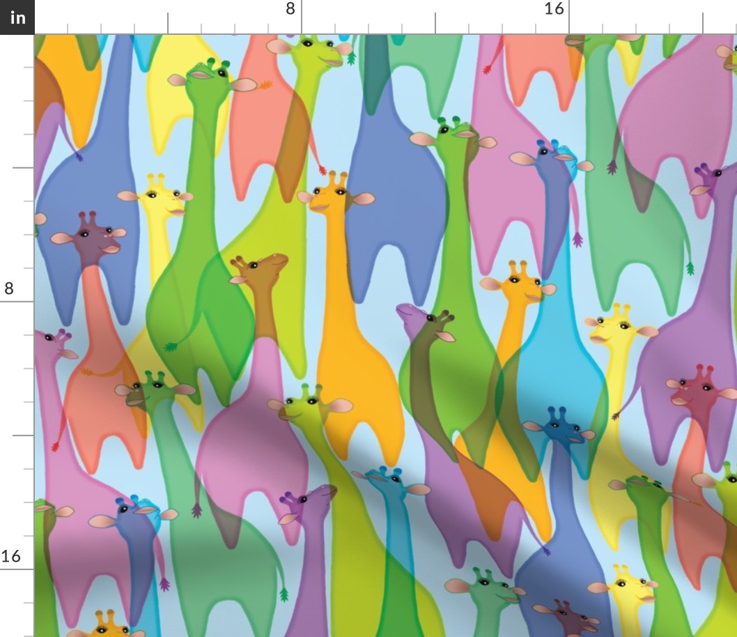 Jelly Giraffes on blue 24-inch directional repeat
