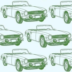 Triumph TR6 convertible car in green