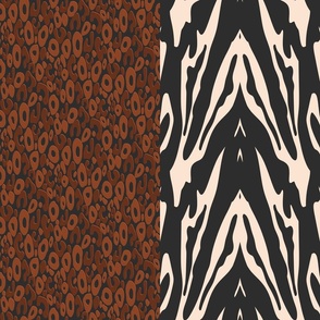 Leopard and Zebra Stripe-Black -White-Brown-Woodland Palette-Medium Scale