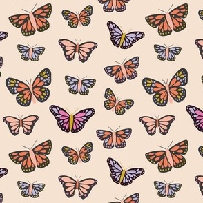 butterflies in the breeze, small | vintage, boho geometric butterfly print