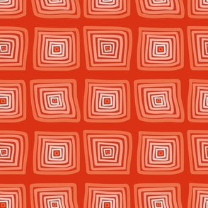 Orange Monochromatic - Hand Drawn Checks (Square) - Groovy Geometrics - Psychedelic