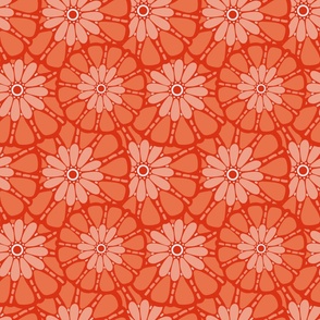 Orange Monochromatic - Hand Drawn Stone Flower - Intersection Flowers