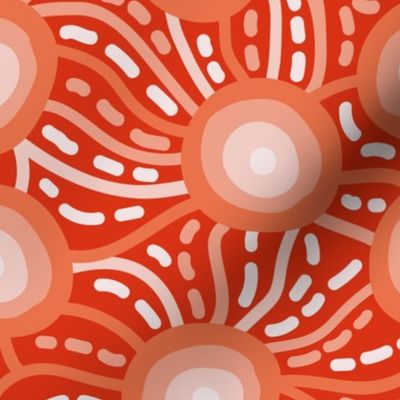 Orange Monochromatic - Interlacing Stripes, Hatchings and Circles - Groovy Geometrics - Psychedelic