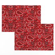 Simple Country Style Allover Red Bandana Pattern