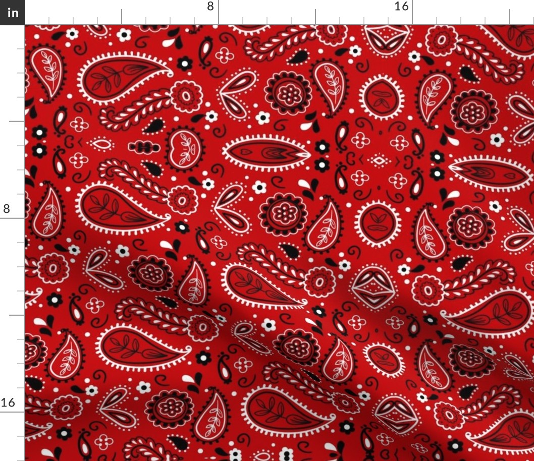 Simple Country Style Allover Red Bandana Pattern