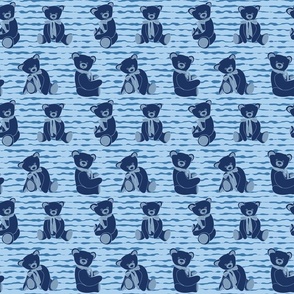 Blue Monochromatic Teddy Bears on a Textured Background 