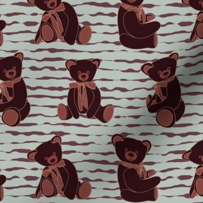 Chocolate Brown Monochromatic Teddy Bears on a Textured Background 