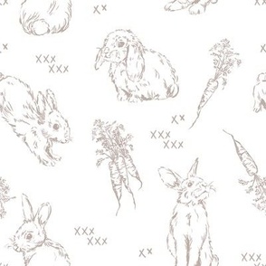 Cotton Tail Bunny Rabbit Detailed Brown/Neutral Outlines