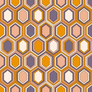 Retro Hexagons (12") - cream, orange, purple, peach (ST2023RH)