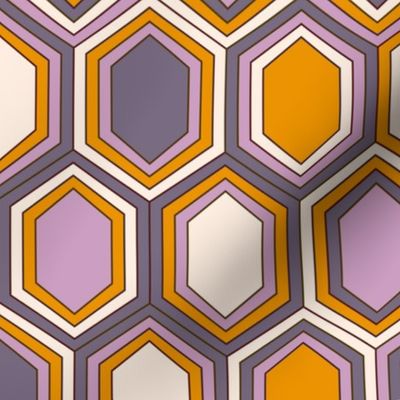Retro Hexagons (12") - purple, orange, cream (ST2023RH)