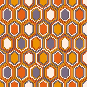 Retro Hexagons (12") - cream, orange, purple, yellow (ST2023RH)