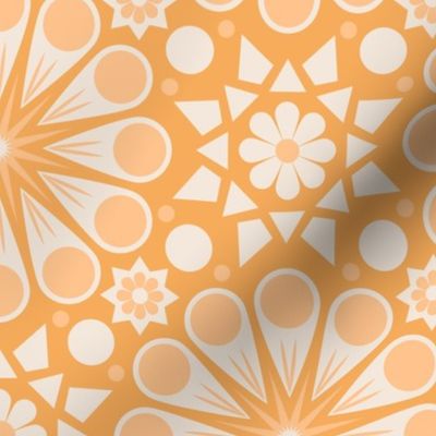 Retro Geometric Floral in Orange Sherbet