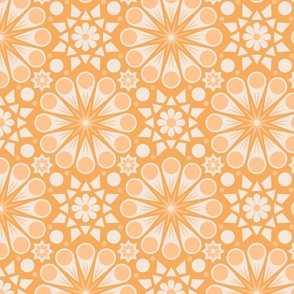 Retro Geometric Floral in Orange Sherbet