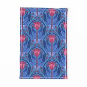  art deco tulips ii, pink and blue, 10" 