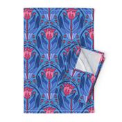  art deco tulips ii, pink and blue, 10" 