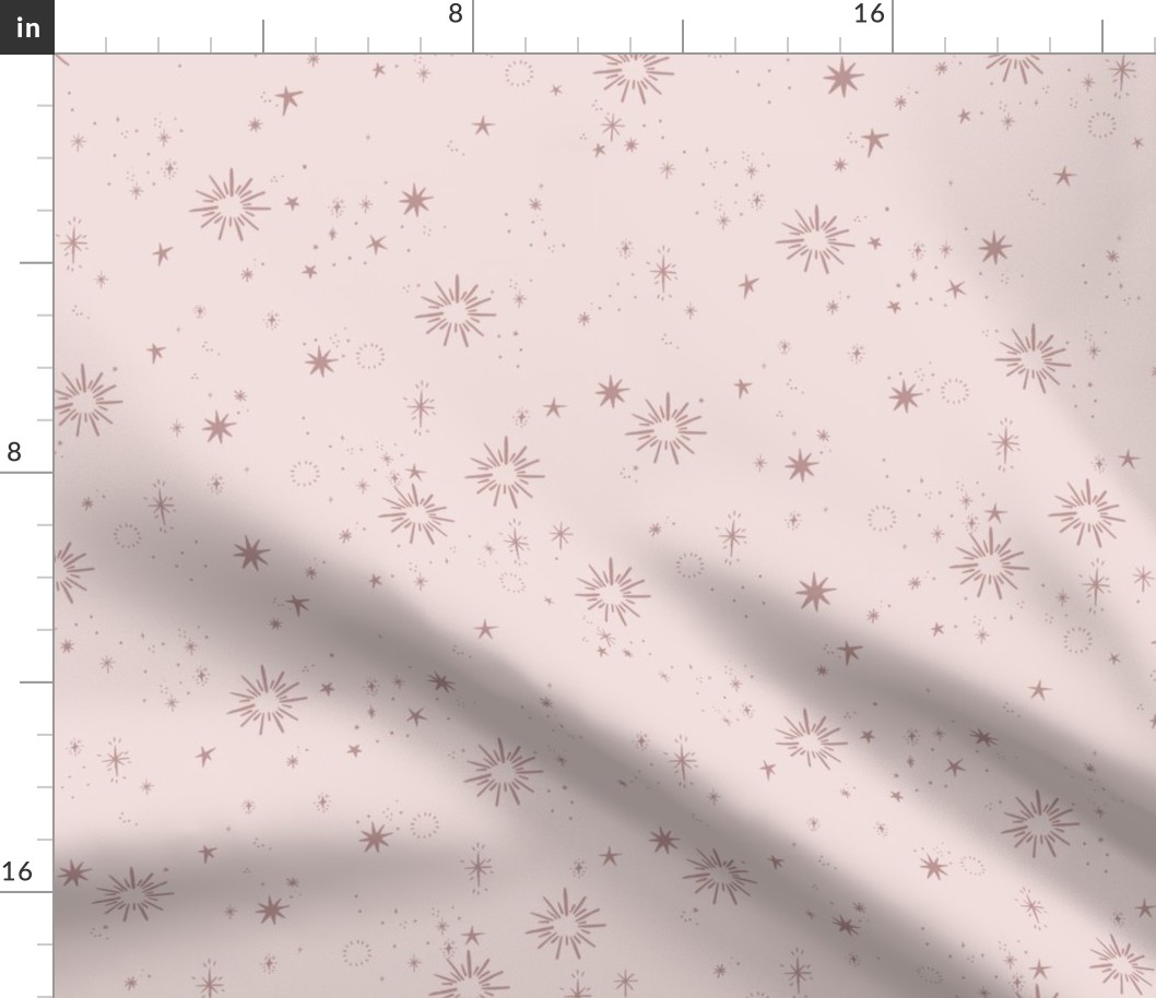 Christmas stars & fairy dust sparkle on pink petal