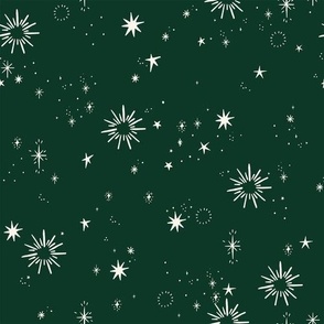 Christmas stars & fairy dust sparkle on Green