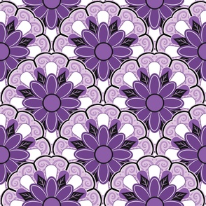 Monochromatic Purple Flower Tiles - Large Scale
